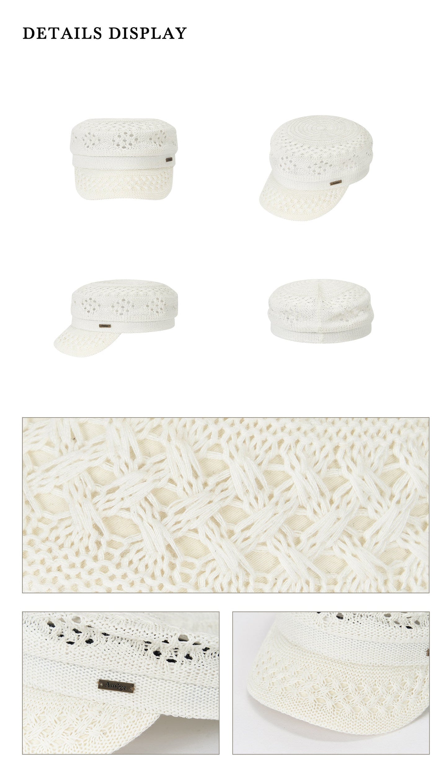 Beige Vintage Hollow Out Breathable Newsboy Cap
