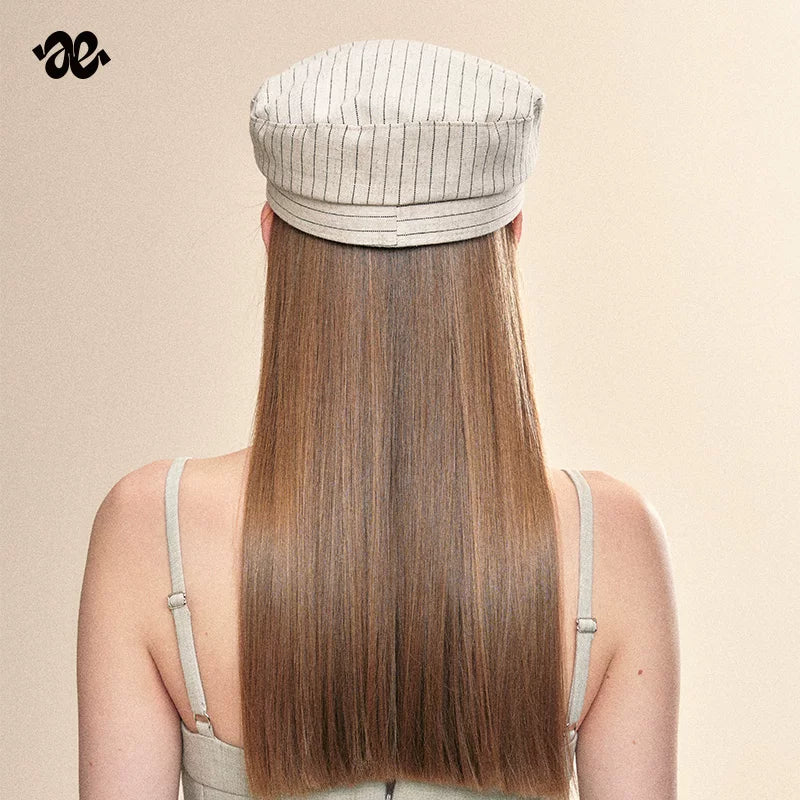 Vintage Linen Striped Flat Newsboy Cap