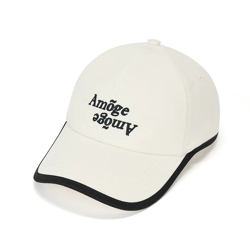 Korean Letter Embroidered Colorblock Baseball Cap