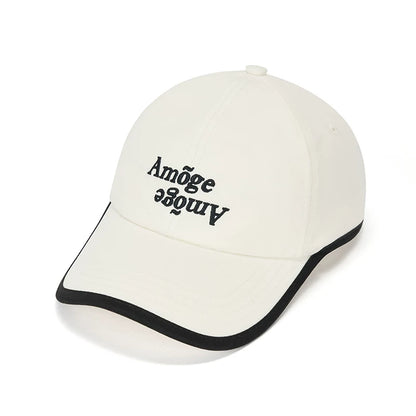 Korean Letter Embroidered Colorblock Baseball Cap