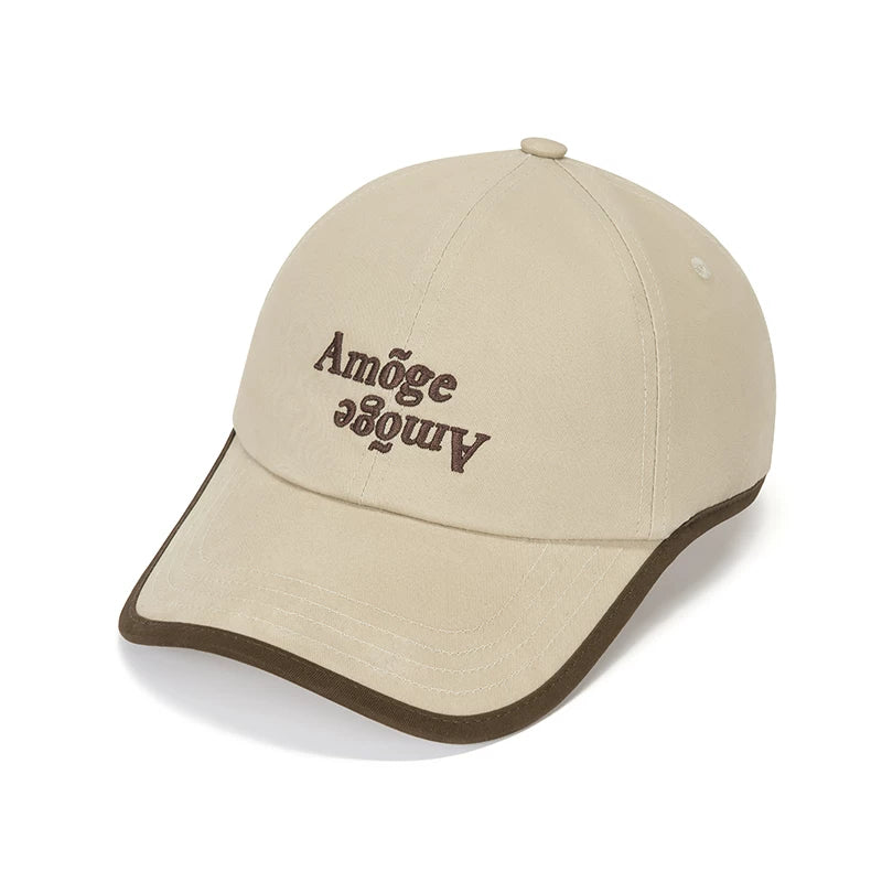 Korean Letter Embroidered Colorblock Baseball Cap