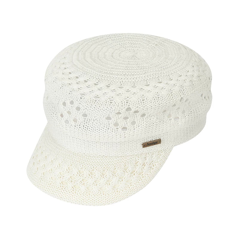 Beige Vintage Hollow Out Breathable Newsboy Cap