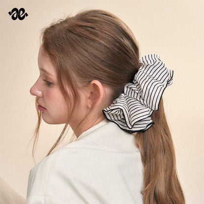 Black and White Striped Scrunchie