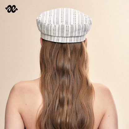 Classic Black White Striped Newsboy Cap