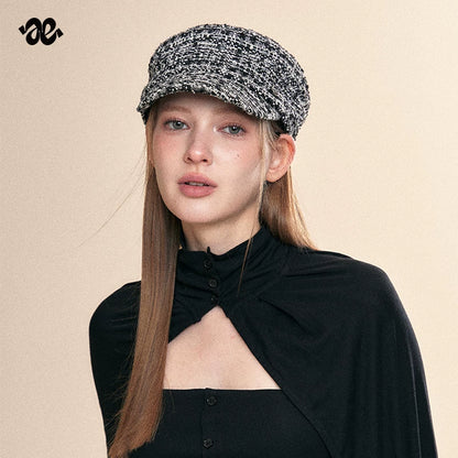 Vintage Black Tweed Equestrian Cap