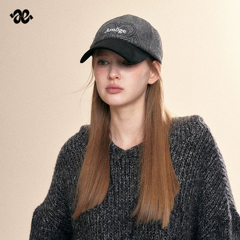 Amoge Gray Black Baseball Cap Women's 2026 New Summer Casual Fashion Sun Protection Sunshade Duck Hat
