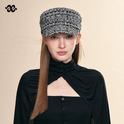 Vintage Black Tweed Equestrian Cap