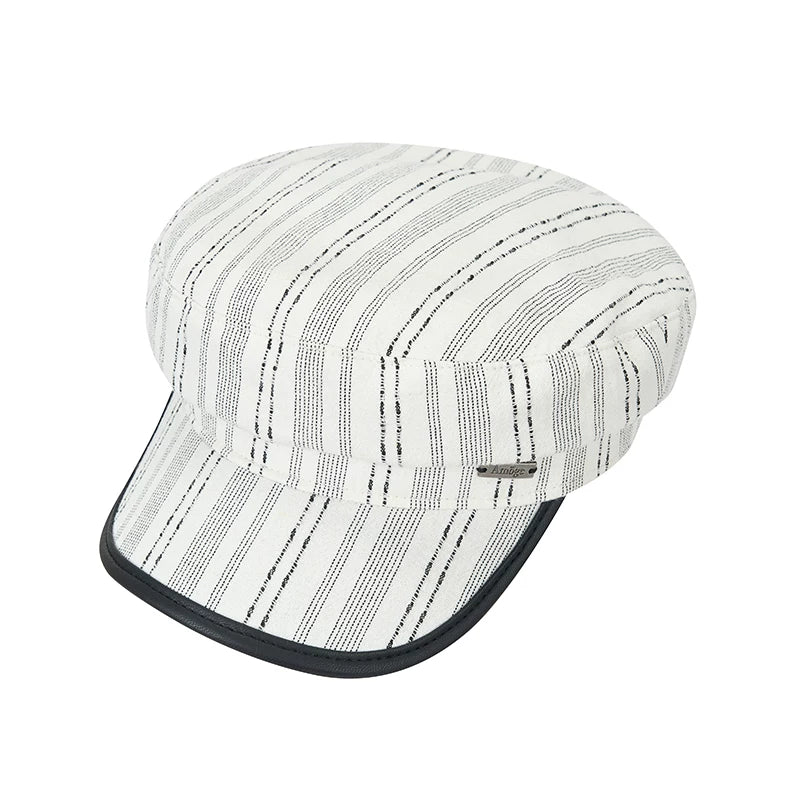 Classic Black White Striped Newsboy Cap