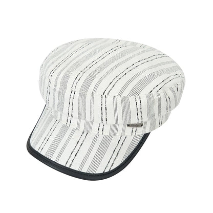 Classic Black White Striped Newsboy Cap