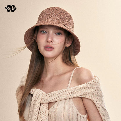 Linen Pattern Sun Protection Bucket Hat