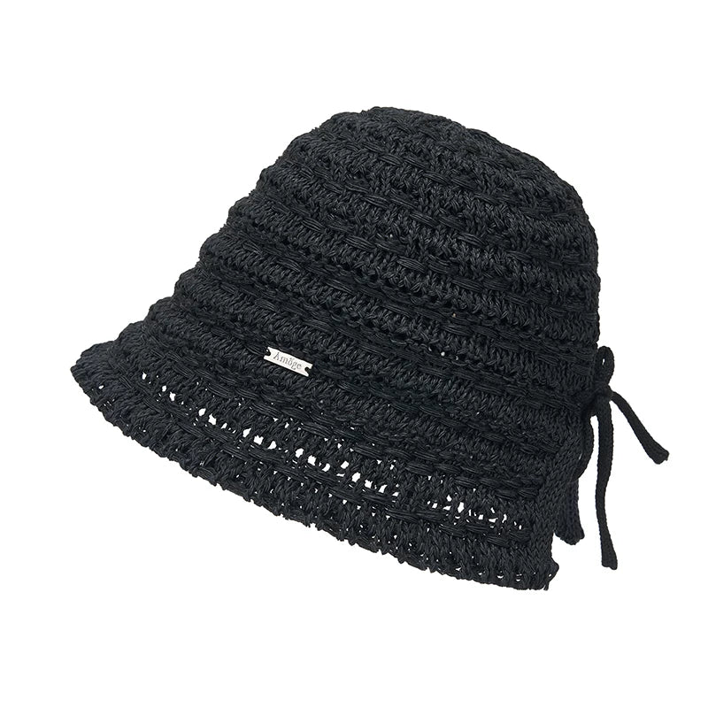 Two-Tone Woven Hollow Out Bucket Hat