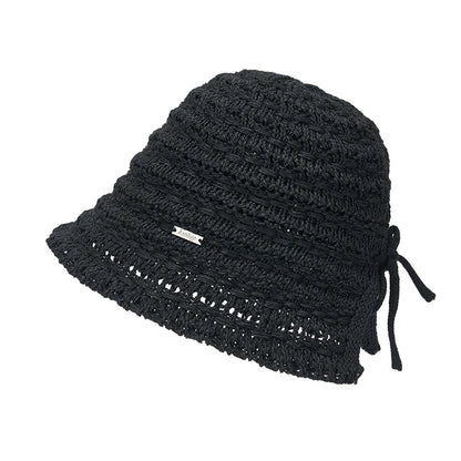 Two-Tone Woven Hollow Out Bucket Hat