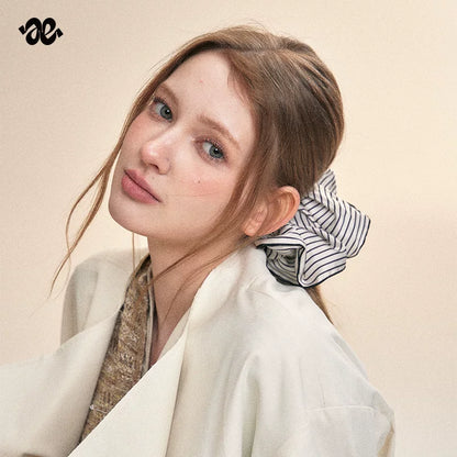 Black and White Striped Scrunchie