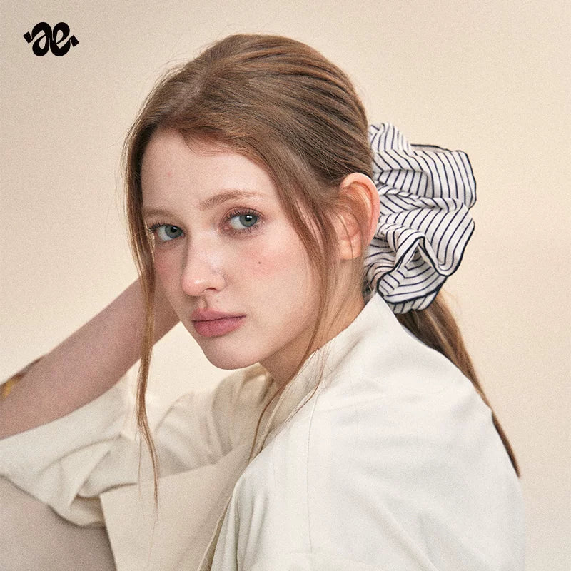 Black and White Striped Scrunchie