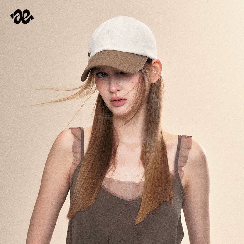 Amoge contrasting color high-end baseball cap for women 2026 new four seasons fashion simple sunshade and sun protection peaked cap