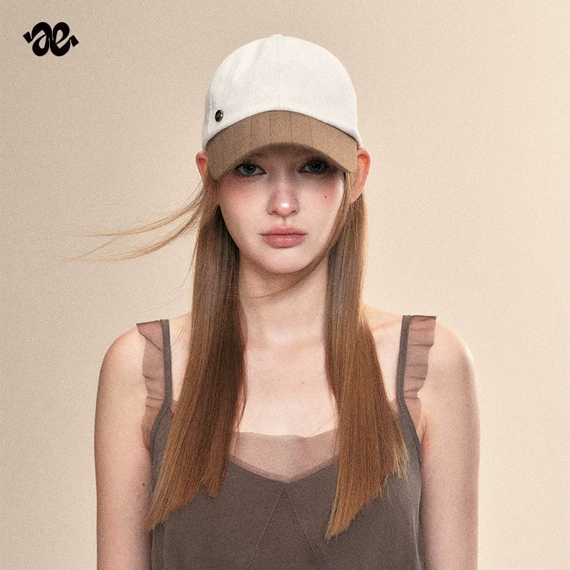Amoge contrasting color high-end baseball cap for women 2026 new four seasons fashion simple sunshade and sun protection peaked cap