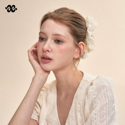 Pearl Beaded Lace Scrunchie