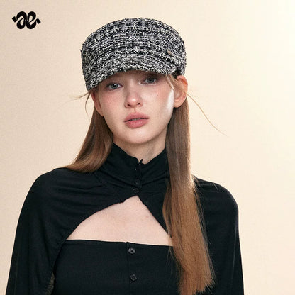 Vintage Black Tweed Equestrian Cap