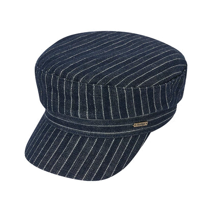 Vintage Denim Blue Striped Newsboy Cap