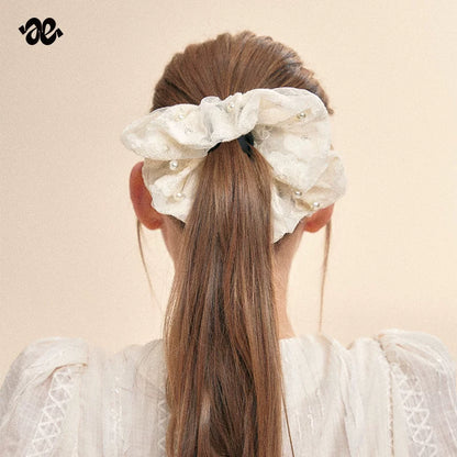 Pearl Beaded Lace Scrunchie
