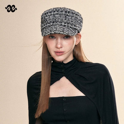 Vintage Black Tweed Equestrian Cap