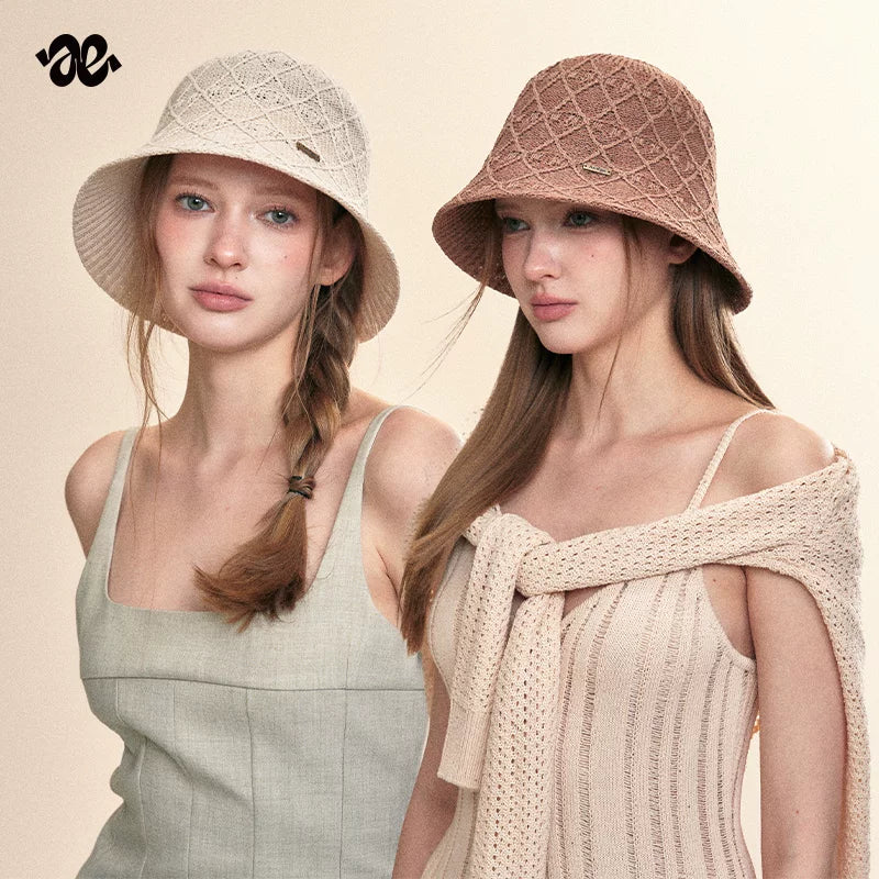 Linen Pattern Sun Protection Bucket Hat