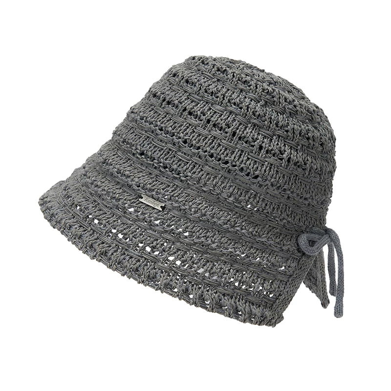 Two-Tone Woven Hollow Out Bucket Hat