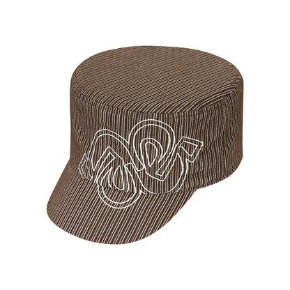 Letter Embroidered Vintage Striped Equestrian Cap