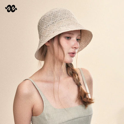 Linen Pattern Sun Protection Bucket Hat