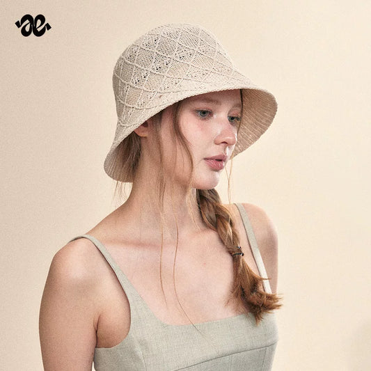 Linen Pattern Sun Protection Bucket Hat