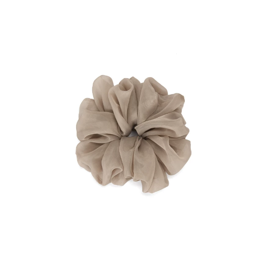 Moss Gray Pleated Mesh Scrunchie