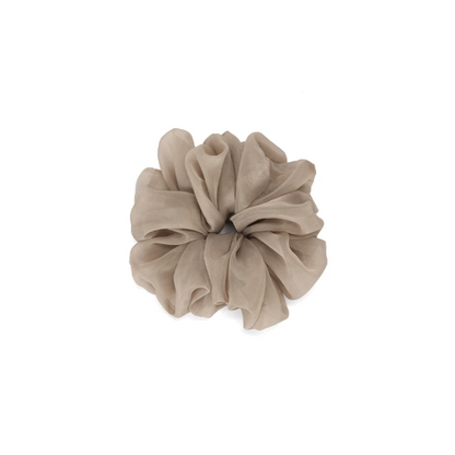 Moss Gray Pleated Mesh Scrunchie