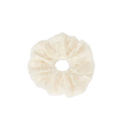 Pearl Beaded Lace Scrunchie
